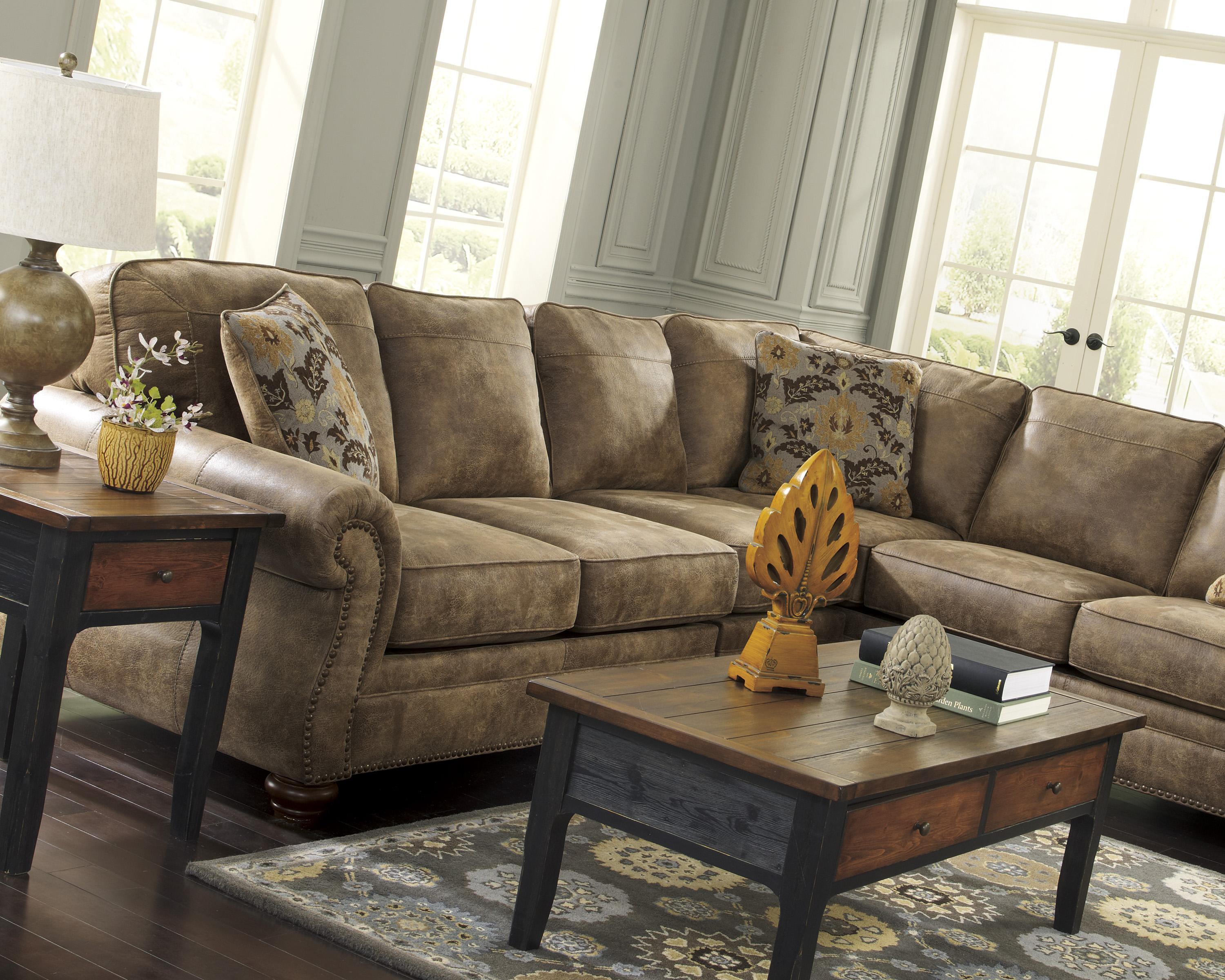 Signature Design by Ashley Larkinhurst Earth Roll Arm Sectional with RAF Sofa Miskelly